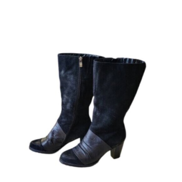 Antelope Black Sueded Leather Tall Boots Sz 6.5 - Picture 1 of 8